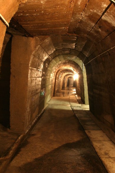 Das Bild zeigt einen Blick in die Gänge des Luftschutzstollen in der Rotdornallee.