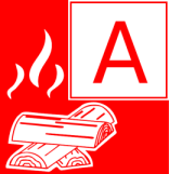 Das Bild zeigt weiße Holzscheite mit Flammen auf rotem Untergrund. Rechts oben der Buchstabe A