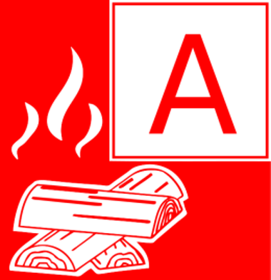 Das Bild zeigt weiße Holzscheite mit Flammen auf rotem Untergrund. Rechts oben der Buchstabe A