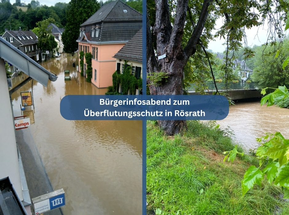 Das Bild zeigt die Sülz in Hoffnungsthal mit einem sehr hohen Pegelstand.