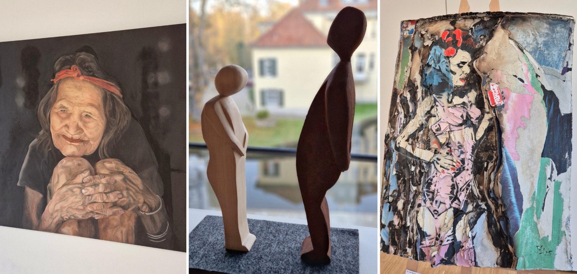 Rösrather Künstler Das Bild zeigt eine kleine Collage von Kunstwerken, die bei vergangenen Auflagen der Ausstellungsreihe "Rösrather Künstler" ausgezeichnet wurden.