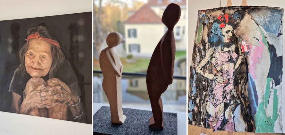 Rösrather Künstler Das Bild zeigt eine kleine Collage von Kunstwerken, die bei vergangenen Auflagen der Ausstellungsreihe "Rösrather Künstler" ausgezeichnet wurden.