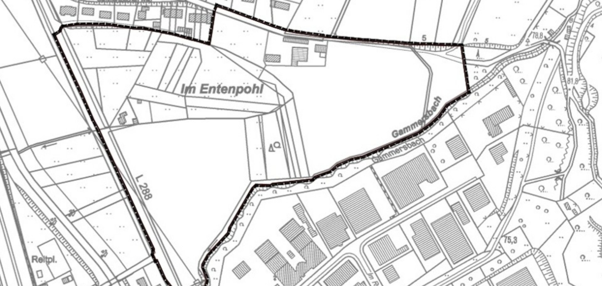Geltungsbereich Gewerbegebiet Rambrücken Das Bild zeigt den Geltungsbereich des Gewerbegebiets Rambrücken.