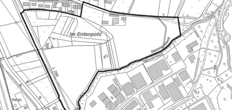 Das Bild zeigt den Geltungsbereich des Gewerbegebiets Rambrücken.