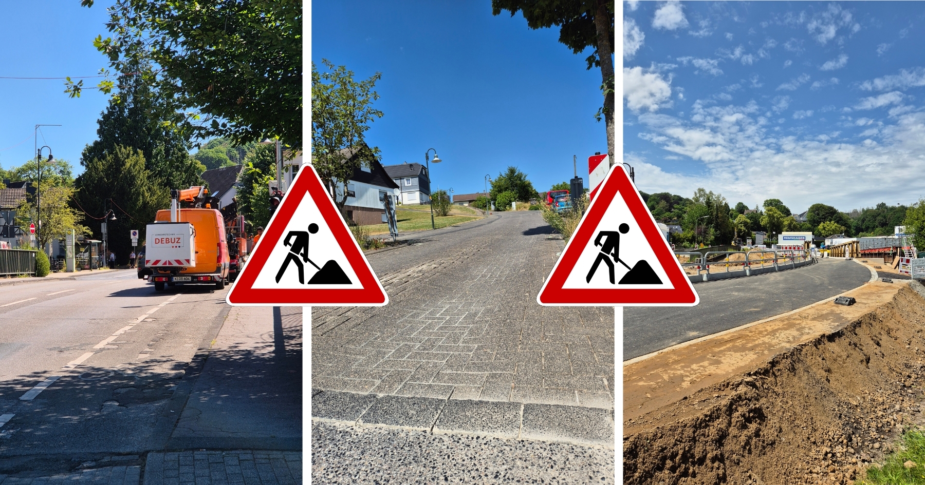 Baustelle Das Bild zeigt drei Baustellen auf Rösrather Gemarkung.