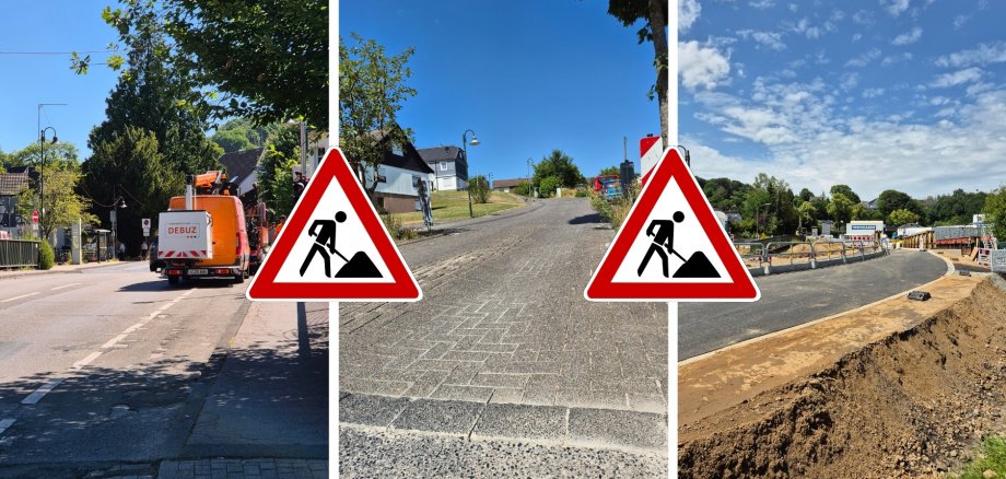 Baustelle Das Bild zeigt drei Baustellen auf Rösrather Gemarkung.