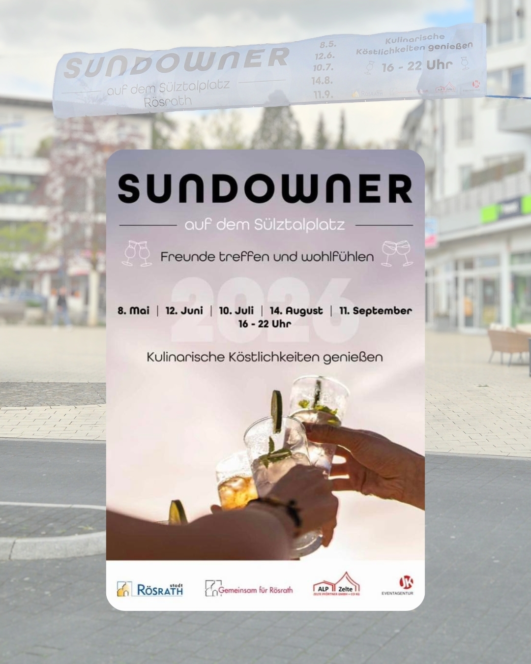Das Bild zeigt den Flyer zur neuen Veranstaltungsreihe Sundowner.