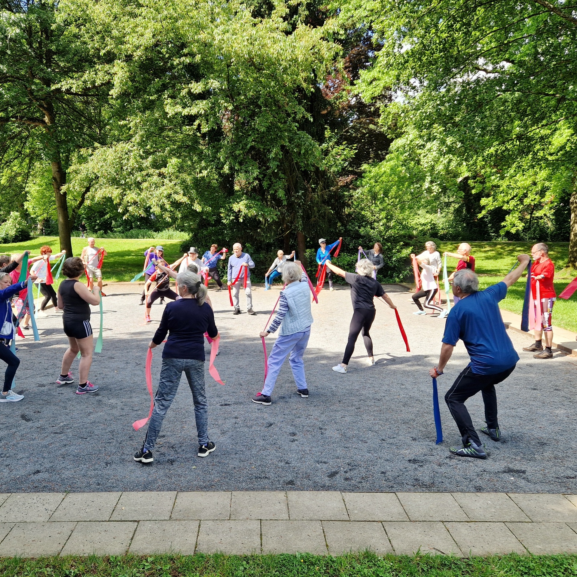 Das Bild zeigt eine Trainingseinheit bei Sport im Park.
