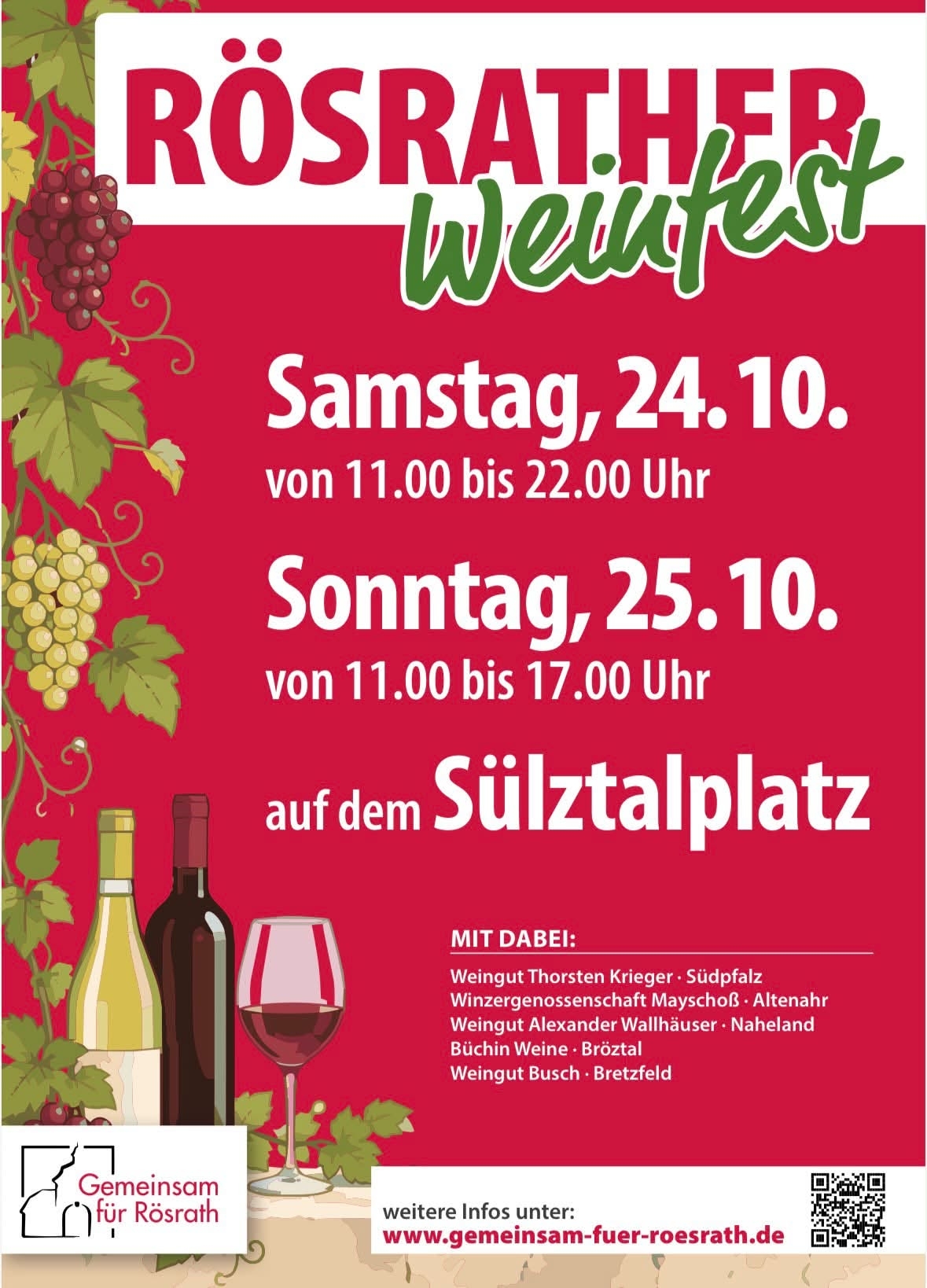 Weinfest Rösrath Das Bild zeigt den Flyer zum ersten Rösrather Weinfest.