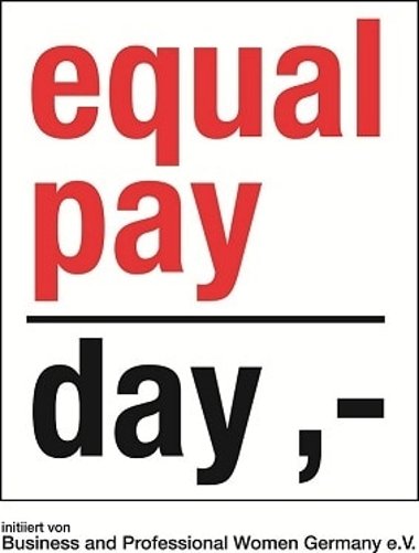 Das Bild zeigt das Logo zum Equal Pay Day - dem Tag, der auf die Lohnungerechtigkeit zwischen Frau und Mann aufmerksam macht.
